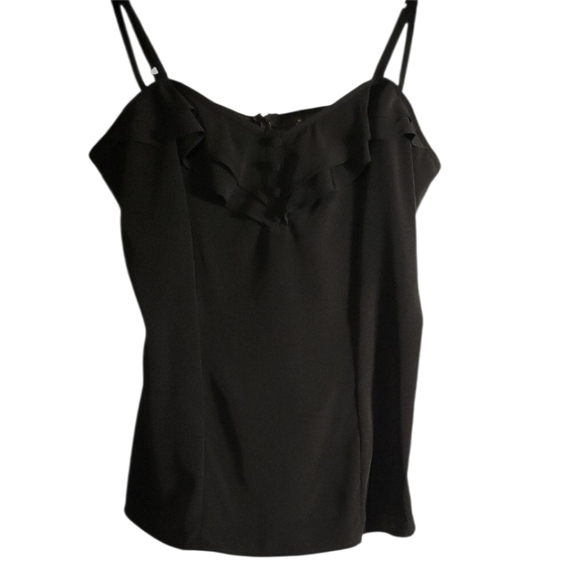 Bisou Bisou Tops - Bisou Bisou Black Ruffled Sleeveless Camisole